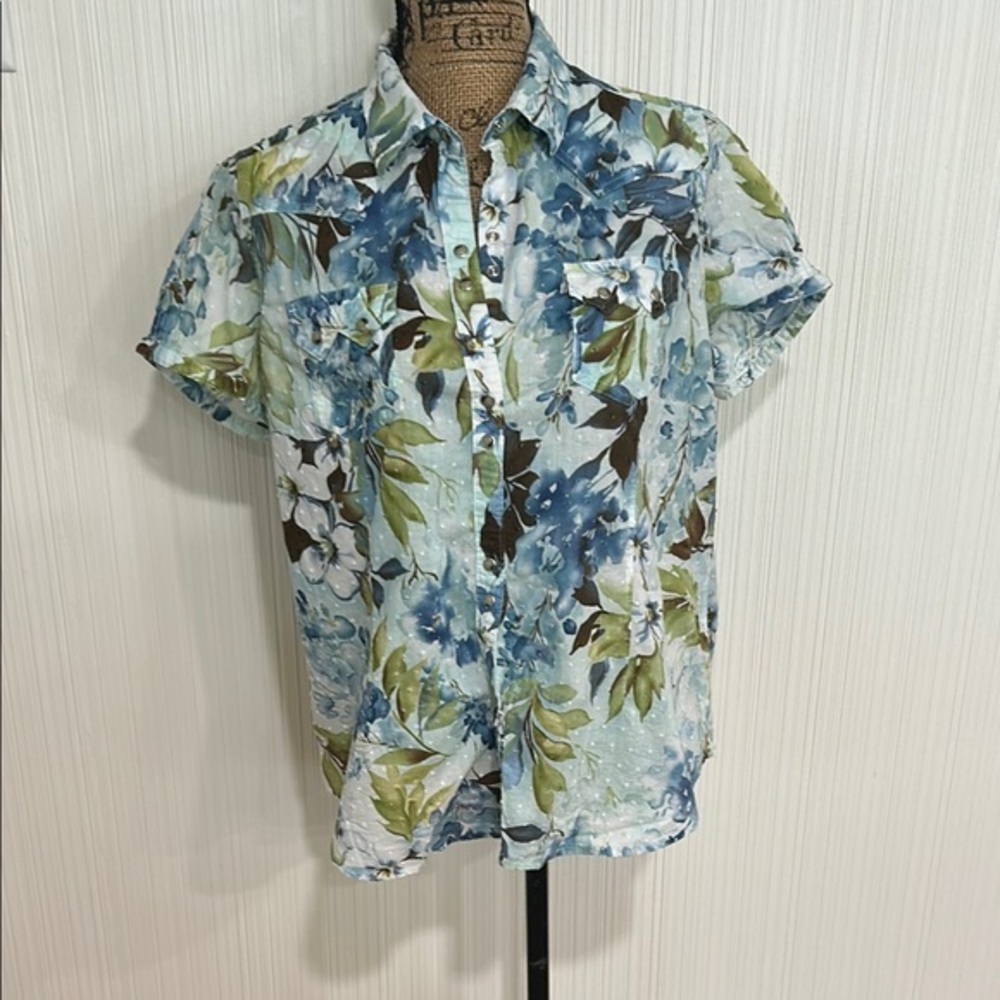 Ariat Blue and Green Floral Women's Blouse